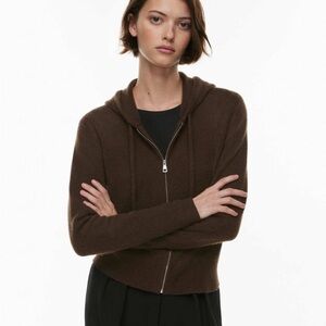 Aritzia The Group by Babaton Luxe Cashmere Hooded Zip-up Rich Mocha Brown Size S